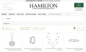 Ecommerce Web Design for Hamilton Jewelers: Category Page